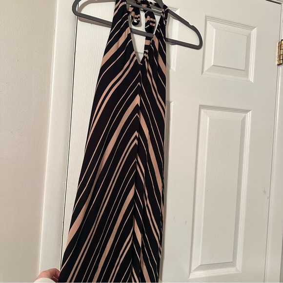 Soma Elegant Black and Cream Striped Halter Dress - Picture 3 of 7
